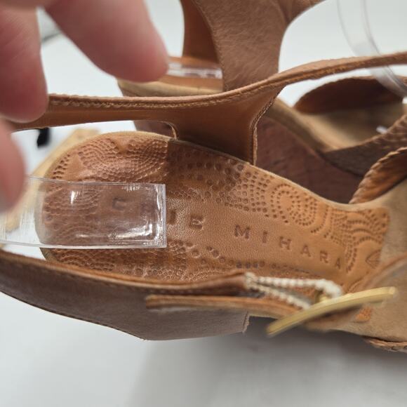 Chie Mihara Cork Wedge Platform Brown Leather Sandals Heel 4.5" Size 39 US 8.5 - Picture 7 of 8